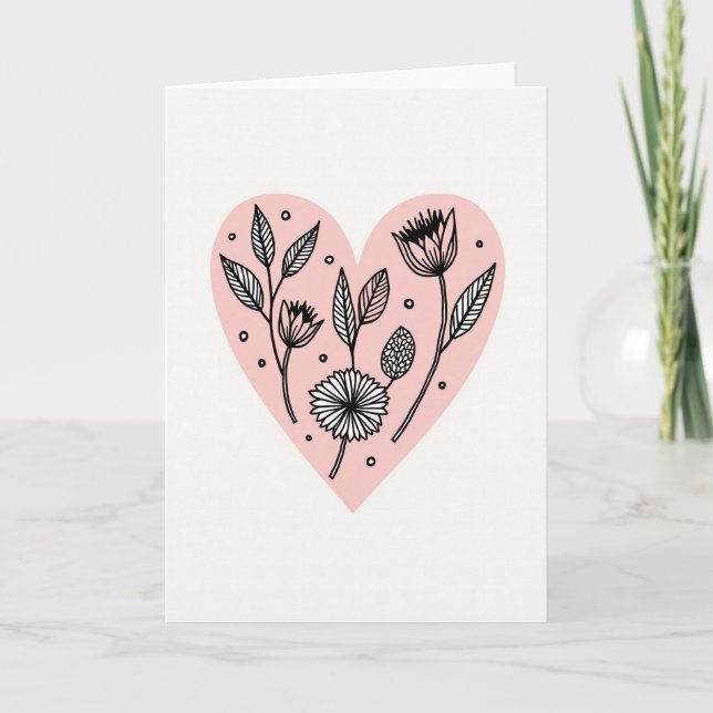 Simple Floral Heart Card For Mom (Front)