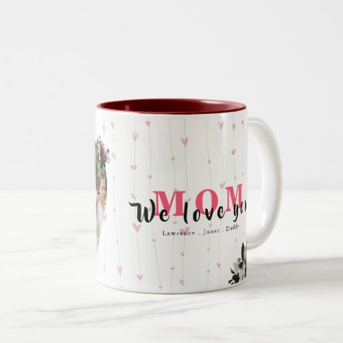 Simple Floral Heart Shaped Gift for Mothers day Two_Tone Coffee Mug