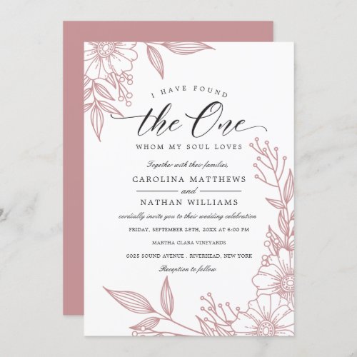 Simple Floral I Have Found The One  Blush Wedding Invitation