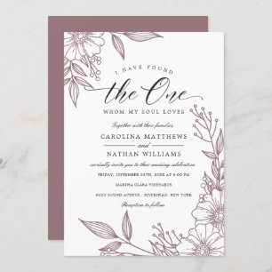 Simple Floral I Have Found The One Mauve Wedding Invitation