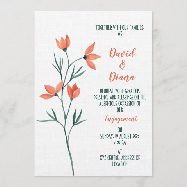 Simple Floral  Invitation (Front)