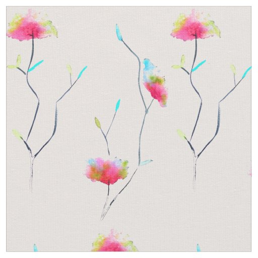 Simple floral Japanese inspired pink abstract Fabric