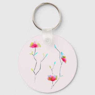 Simple floral Japanese inspired pink abstract Keychain