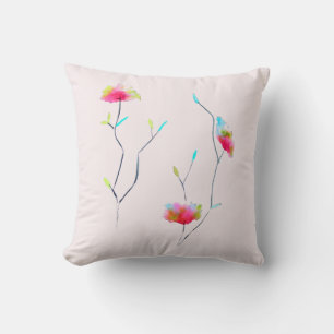 Simple floral Japanese inspired pink abstract Throw Pillow
