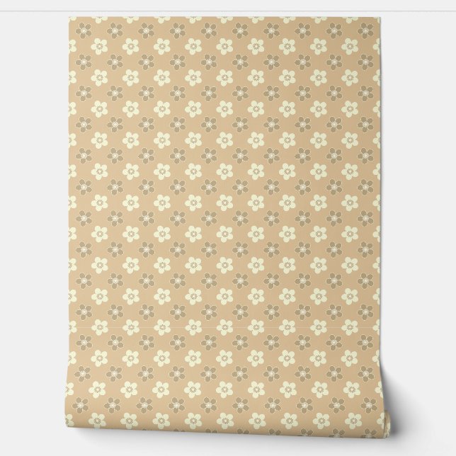  simple floral light beige pattern retro  wallpaper  (Unrolling)
