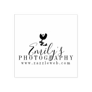 Simple Floral Logo Photography Artist Studio Rubber Stamp
