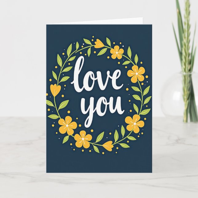 Simple Floral Love You Card (Front)