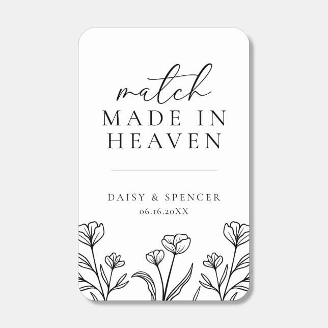 Simple Floral Match Made In Heaven Wedding Favor (Front)