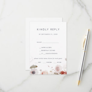 Simple Floral Menu Choice RSVP Card