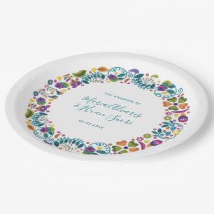 Simple Floral Mexican Wedding Personalized Paper Plates