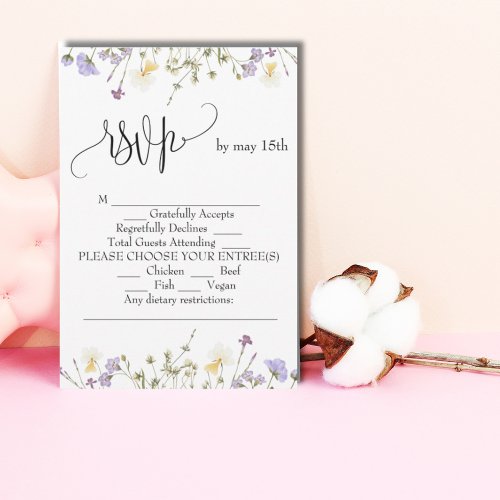 Simple floral minimalist affordable wedding RSVP card