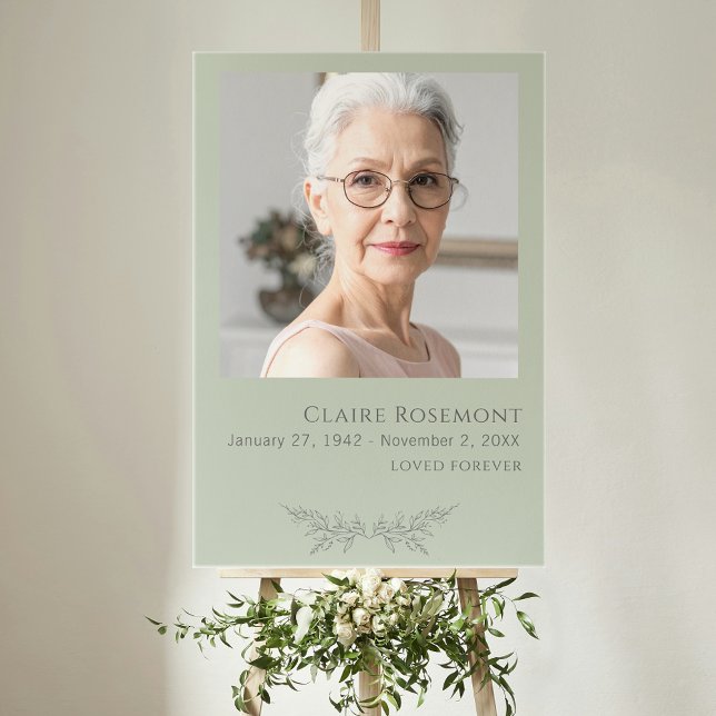 Simple Floral Minimalist Funeral Photo Sign (Simple Floral Minimalist Funeral Sign
)