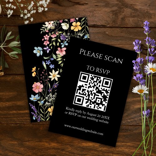 Simple Floral Modern QR Code  RSVP Wedding