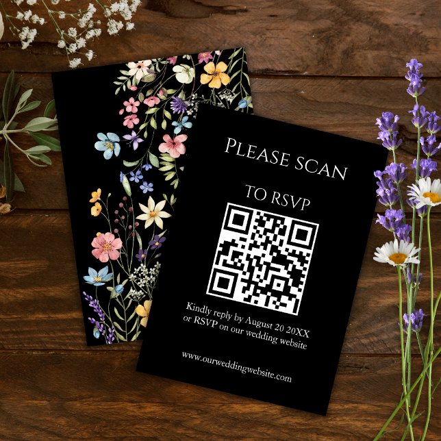Simple Floral Modern QR Code & RSVP Wedding (Creator Uploaded)
