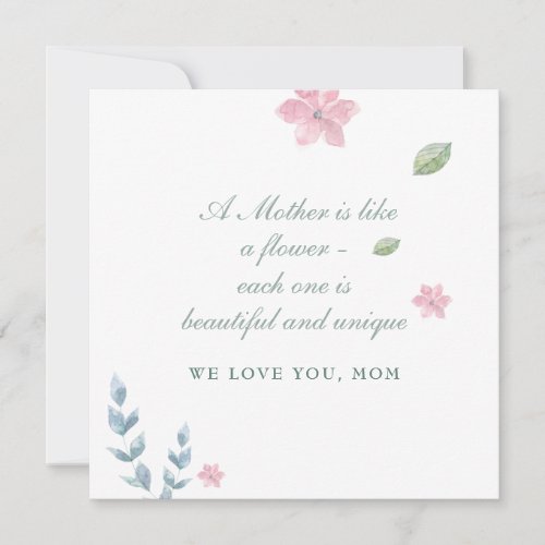 Simple Floral Mother Message Card