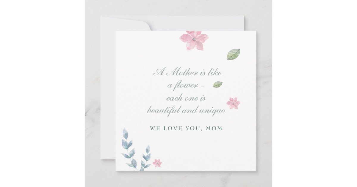 Simple Floral Mother Message Card | Zazzle