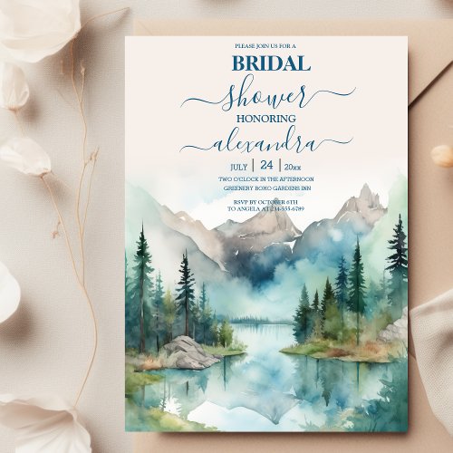 Simple Floral Mountain Bridal Shower Invitation
