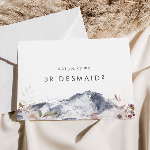 Simple Floral Mountain Bridesmaid Proposal Card
