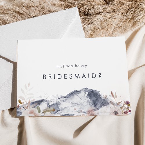 Simple Floral Mountain Bridesmaid Proposal Card