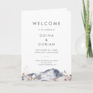 Simple Floral Mountain Folded Wedding Program