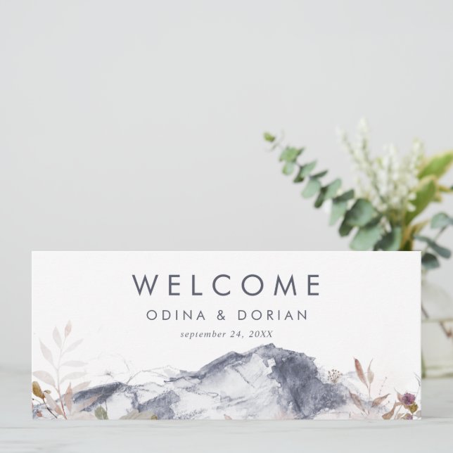 Simple Floral Mountain Hanging Seating Chart (Standing Front)