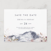 Simple Floral Mountain Horizontal Save the Date Invitation Postcard (Front)