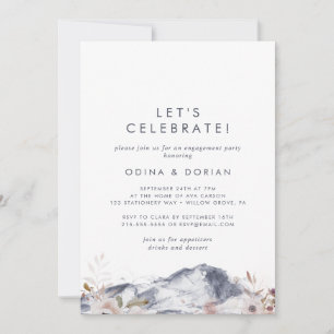Simple Floral Mountain Let's Celebrate Invitation