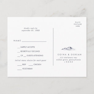 Simple Floral Mountain Menu Choice RSVP Postcard