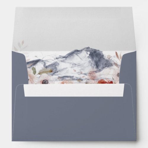 Simple Floral Mountain  Slate Wedding Invitation Envelope