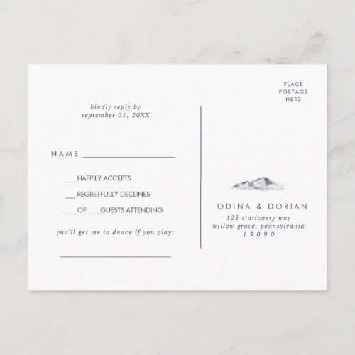 Simple Floral Mountain Song Request RSVP Postcard