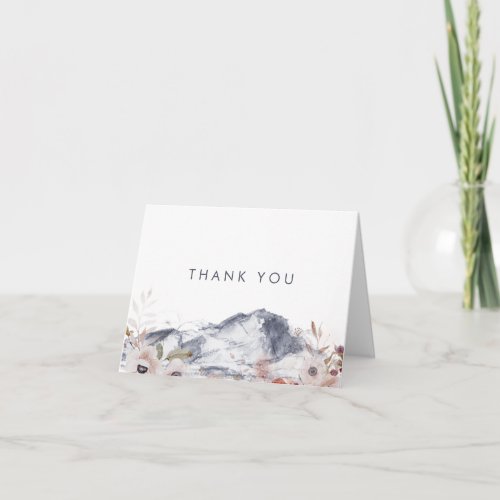 Simple Floral Mountain Thank You Card