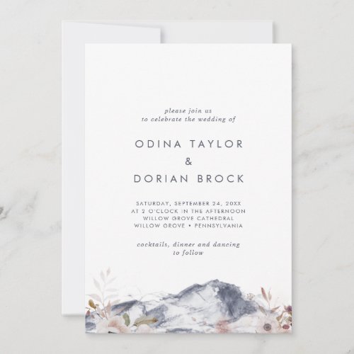 Simple Floral Mountain The Wedding Of Invitation
