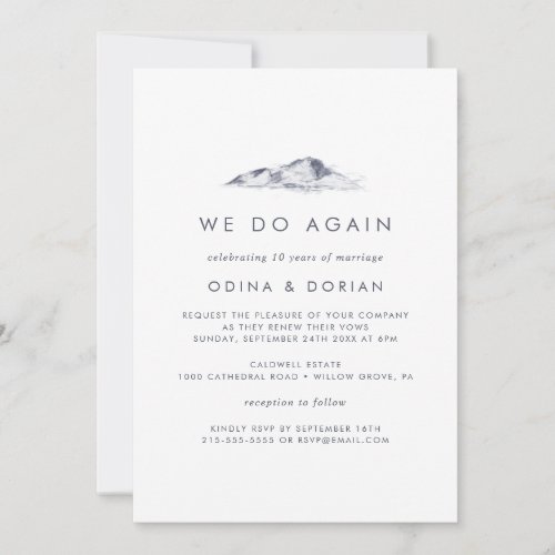 Simple Floral Mountain We Do Again Vow Renewal Invitation