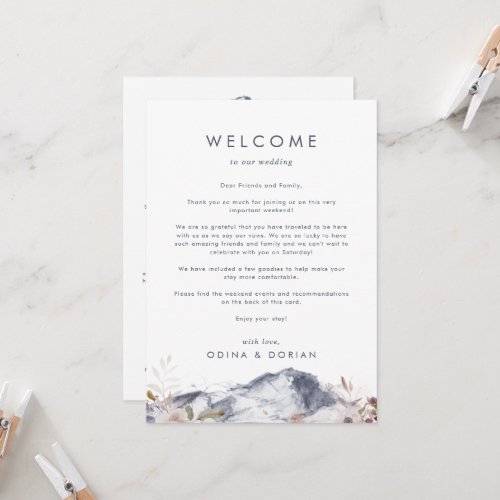 Simple Floral Moutain Welcome Letter  Itinerary