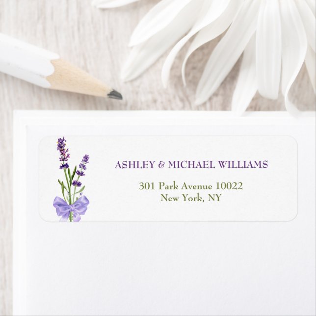 Simple Floral New Fashion Purple Lavender Wedding Label (Insitu)