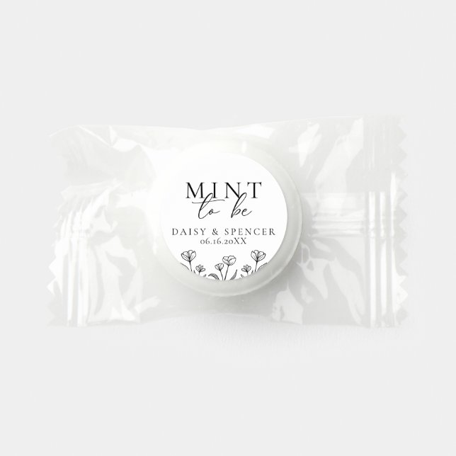 Simple Floral Outline Mint To Be Wedding Favor (Front)