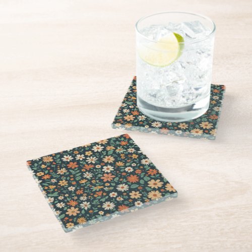 Simple floral pattern glass coaster