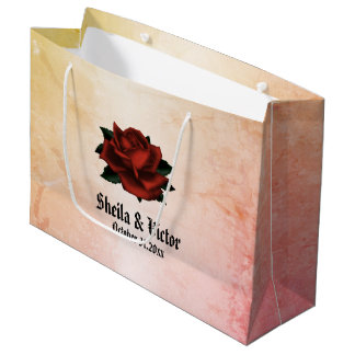 Simple Floral Pattern on Peach Large Gift Bag