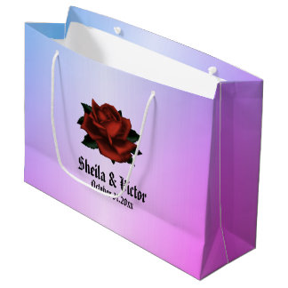 Simple Floral Pattern on Purple Large Gift Bag