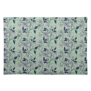 Simple Floral Pattern with Gentle Green Background Cloth Placemat