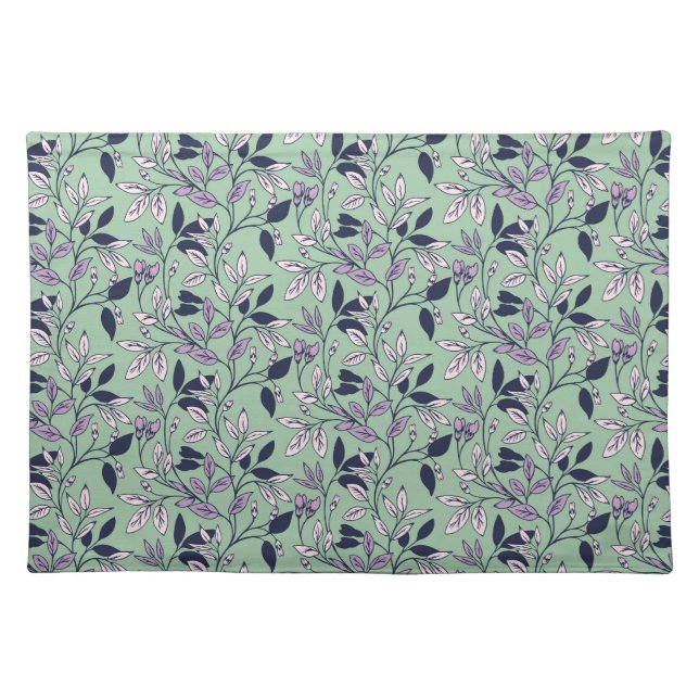 Simple Floral Pattern with Gentle Green Background Cloth Placemat (Front)