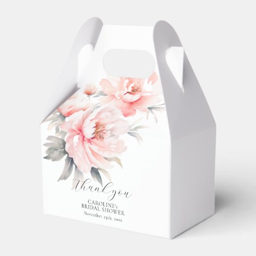 Simple Floral Peonies Blush Pink BRIDAL SHOWER Favor Boxes