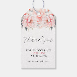 Simple Floral Peonies Blush Pink BRIDAL SHOWER Gift Tags