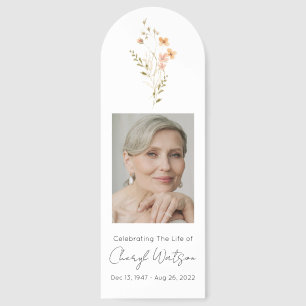 Simple Floral Photo Funeral Memorial Bookmark