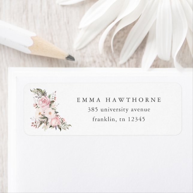 Simple Floral Pink Baby Shower Return Address Label (Insitu)