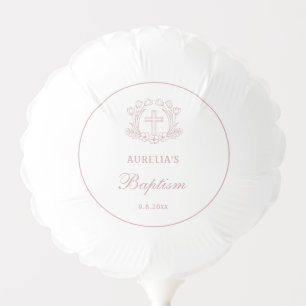 Simple Floral Pink Cross Baptism Balloon