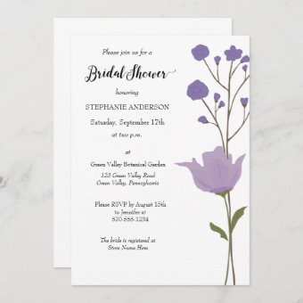 Simple Floral, Purple Floral Bridal Shower Invitation | Zazzle