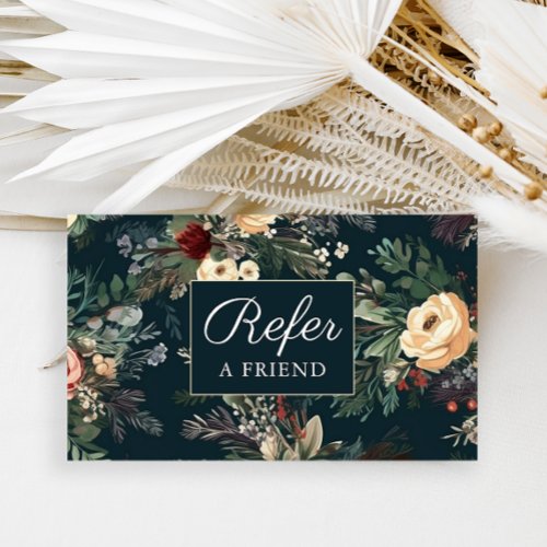 Simple Floral Refer a Friend Print Referral Card