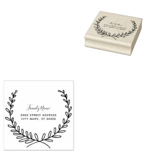 Simple Floral Return Address Rubber Stamp
