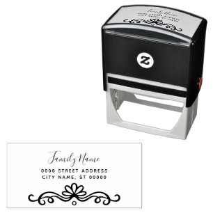 Simple Floral Return Address Self-inking Stamp